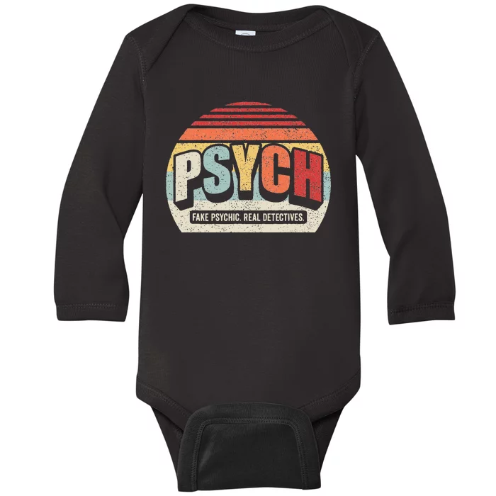 Vintage Retro Psych Fake Psychic. Real Detectives Baby Long Sleeve Bodysuit