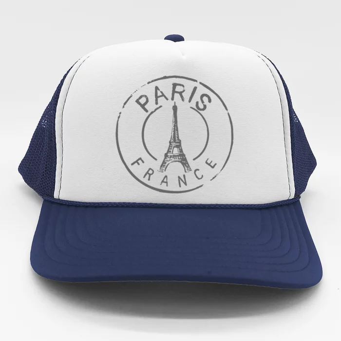 Vintage Retro Paris France Eiffel Tower Love Trucker Hat