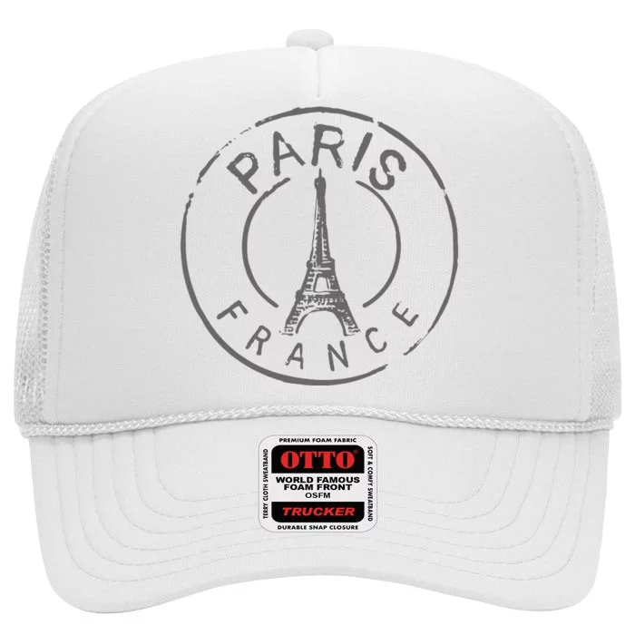 Vintage Retro Paris France Eiffel Tower Love High Crown Mesh Trucker Hat