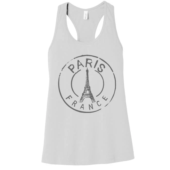 Vintage Retro Paris France Eiffel Tower Love Women's Racerback Tank