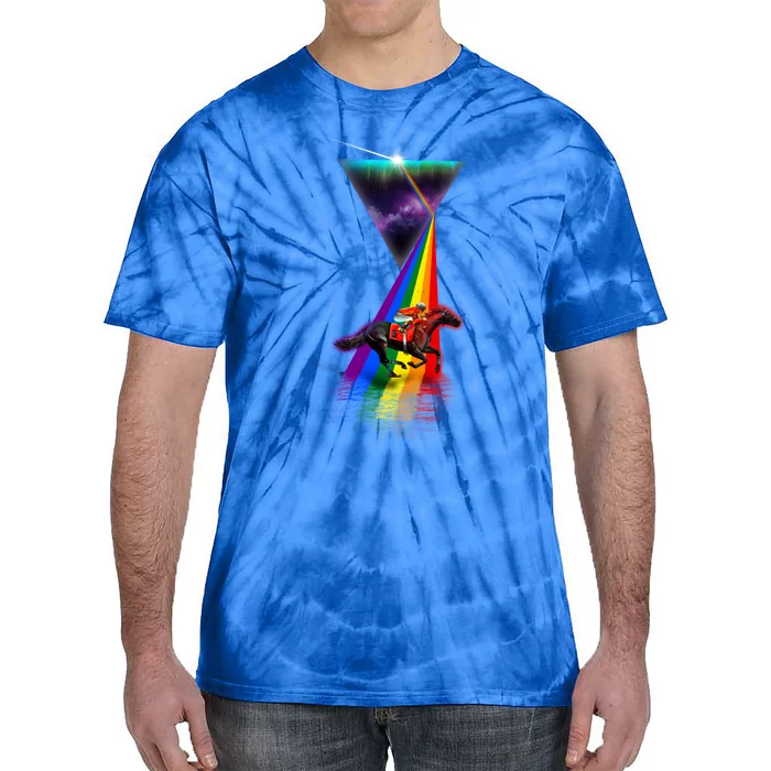 Vintage Retro Prism Horse Racing Gift Tie-Dye T-Shirt