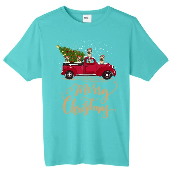 Vintage Retro Pug Drive Christmas Tree Truck Pug Christmas Gift ChromaSoft Performance T-Shirt