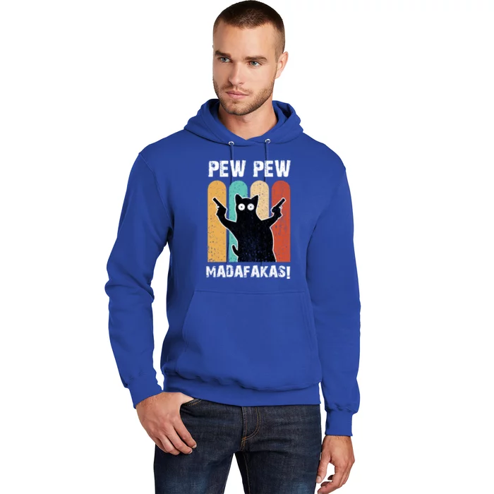 Vintage Retro Pew Pew Madafakas Crazy Cat Funny Gamer Gift Hoodie