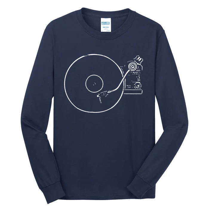 Vinyl Record Player Sketch Drawing Tall Long Sleeve T-Shirt