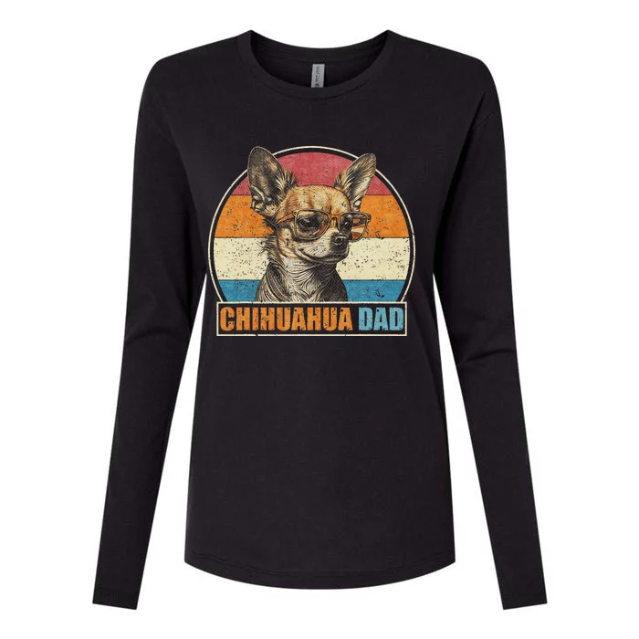 Vintage Retro Proud Chihuahua Dog Dad, Puppy Daddy Lover Womens Cotton Relaxed Long Sleeve T-Shirt