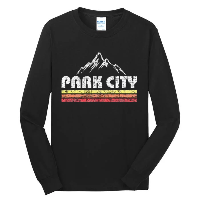 Vintage Retro Park City Utah Mountain Faded Bars Ski Sports Tall Long Sleeve T-Shirt