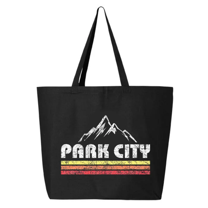 Vintage Retro Park City Utah Mountain Faded Bars Ski Sports 25L Jumbo Tote