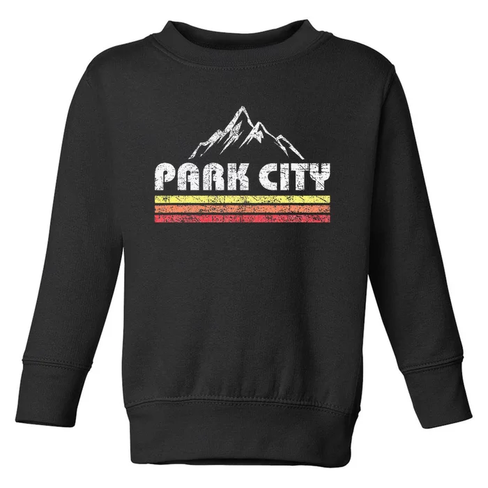 Vintage Retro Park City Utah Mountain Faded Bars Ski Sports Toddler Sweatshirt