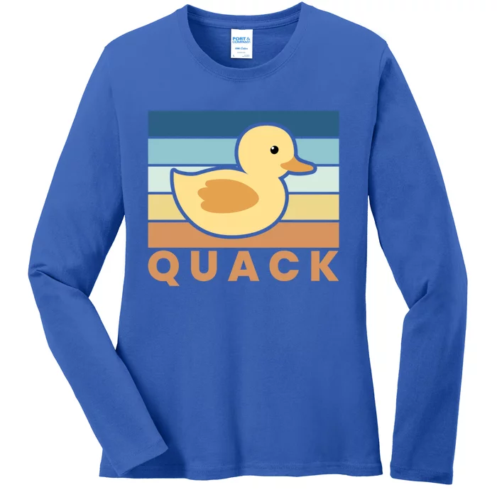 Vintage Retro Quack Rubber Duck Gift Ladies Long Sleeve Shirt