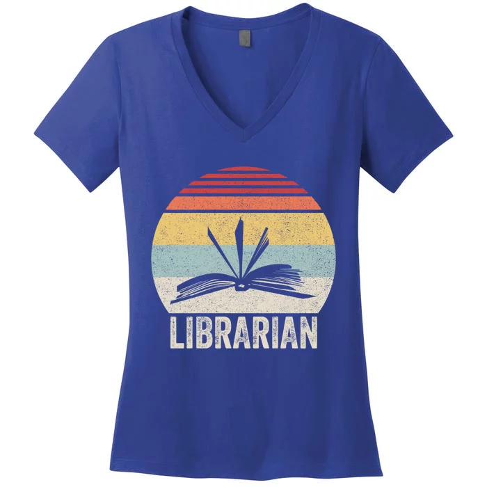 Vintage Retro Reading Book Librarian Book Lover Gift Funny Gift Women's V-Neck T-Shirt