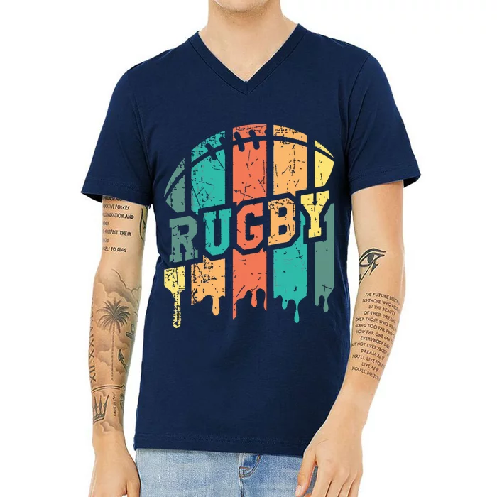 Vintage Retro Rugby Player Rugby Fan Rugby Coach V-Neck T-Shirt