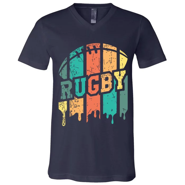 Vintage Retro Rugby Player Rugby Fan Rugby Coach V-Neck T-Shirt