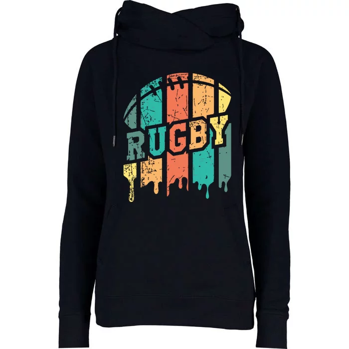 Vintage Retro Rugby Player Rugby Fan Rugby Coach Womens Funnel Neck Pullover Hood