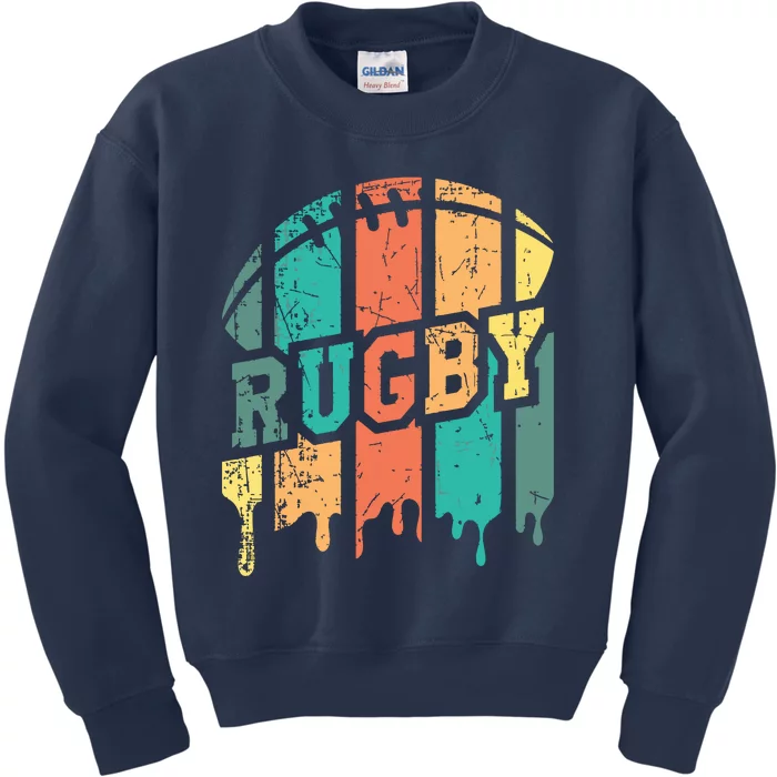 Vintage Retro Rugby Player Rugby Fan Rugby Coach Kids Sweatshirt