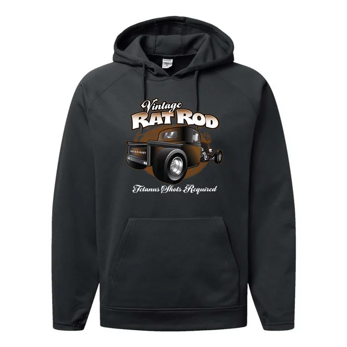 Vintage Rat Rod Pickup Truck Hot Rod Performance Fleece Hoodie