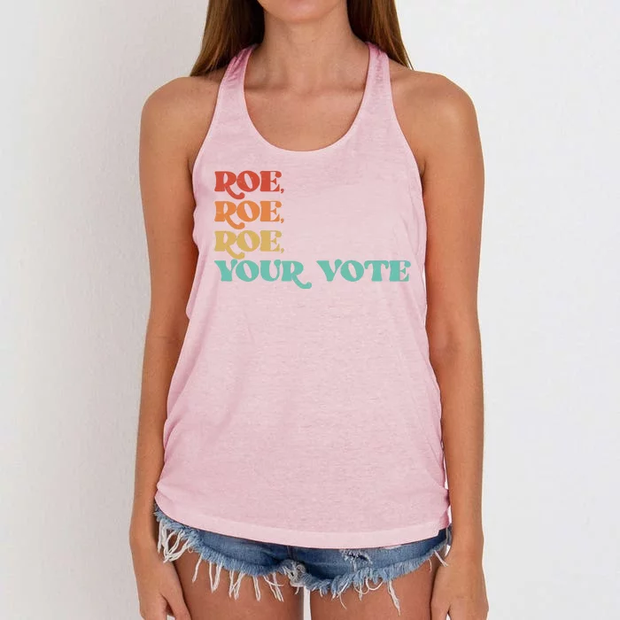 Vintage Roe Roe Roe Your Vote Women's Knotted Racerback Tank