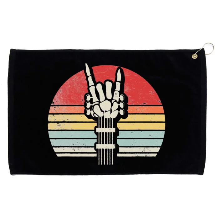 Vintage Rock & Roll Skeleton Funny Guitar Music Lover Grommeted Golf Towel