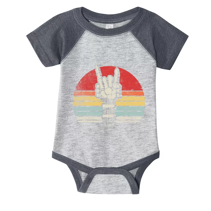 Vintage Rock & Roll Skeleton Funny Guitar Music Lover Infant Baby Jersey Bodysuit