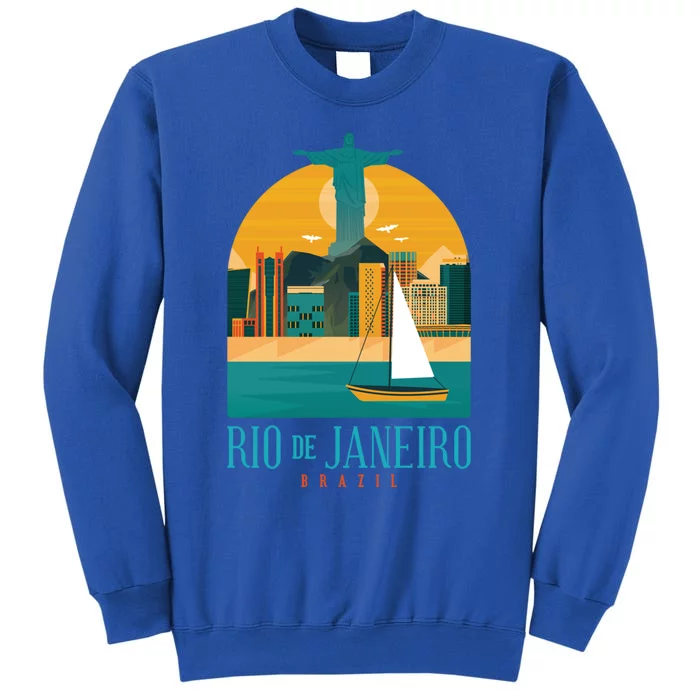 Vintage Retro Rio Brazil Cristo Redentor Statue Graphic Funny Gift Tall Sweatshirt