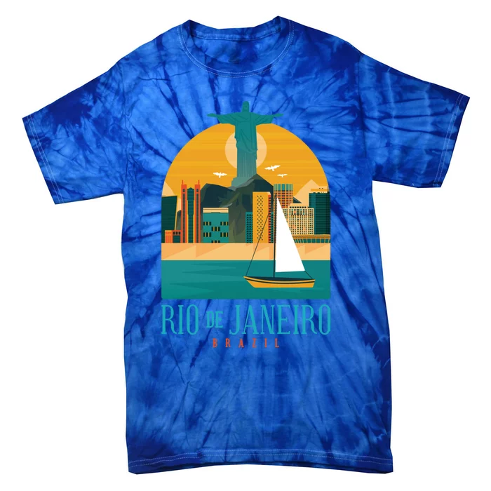 Vintage Retro Rio Brazil Cristo Redentor Statue Graphic Funny Gift Tie-Dye T-Shirt