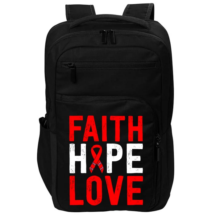 Vintage Red Ribbon Faith Hope Love World Aids Day Funny Gift Impact Tech Backpack