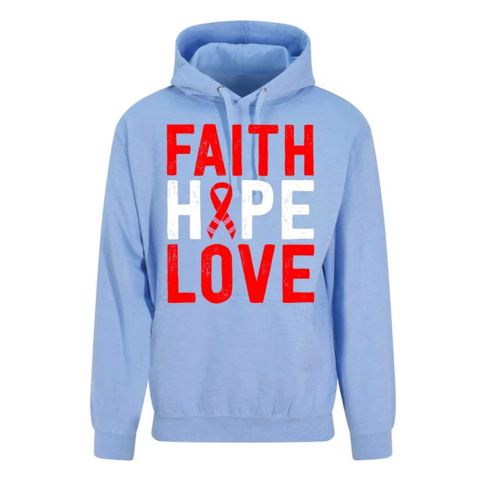 Vintage Red Ribbon Faith Hope Love World Aids Day Funny Gift Unisex Surf Hoodie