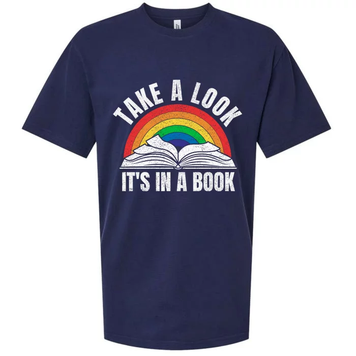 Vintage Retro Rainbow Take A Look ItS In A Book Reading Art Gift Sueded Cloud Jersey T-Shirt