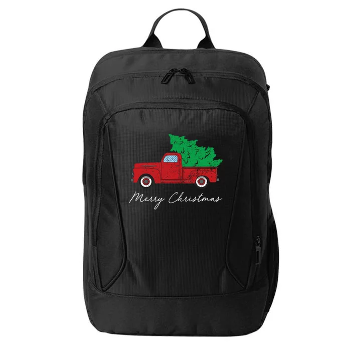 Vintage Retro Red Truck Pick Up Christmas Tree Xmas Funny Gift Cute Gift City Backpack