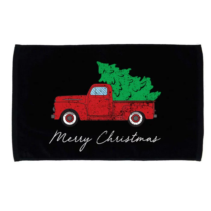 Vintage Retro Red Truck Pick Up Christmas Tree Xmas Funny Gift Cute Gift Microfiber Hand Towel