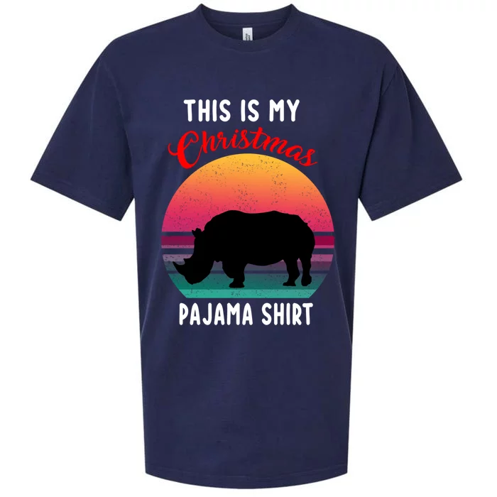 Vintage Retro Rhino This Is My Christmas Pajama Gift Gift Sueded Cloud Jersey T-Shirt