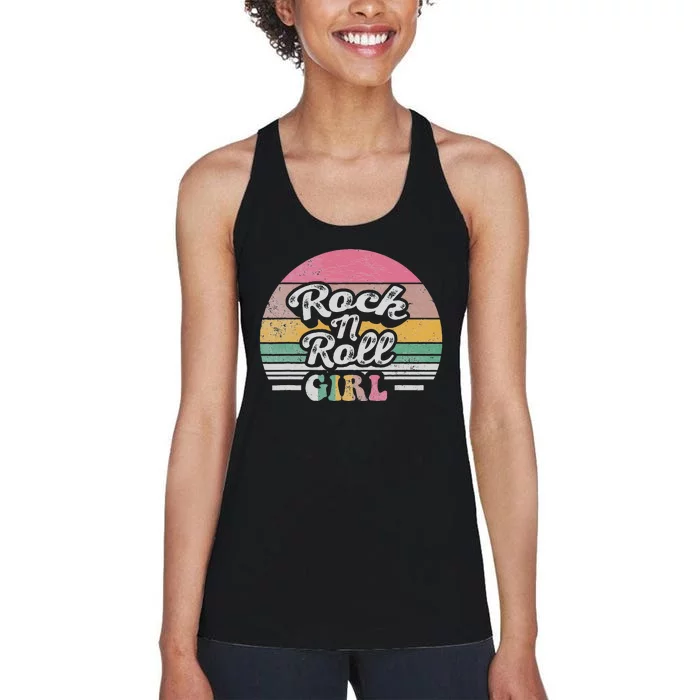 Vintage Retro Rock N Roll Girl Women's Racerback Tank