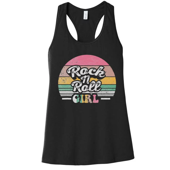 Vintage Retro Rock N Roll Girl Women's Racerback Tank