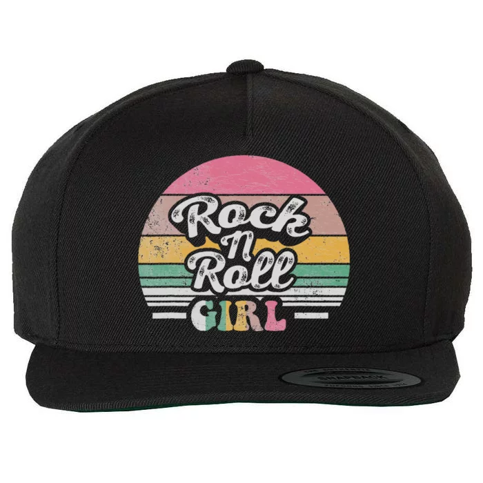 Vintage Retro Rock N Roll Girl Wool Snapback Cap