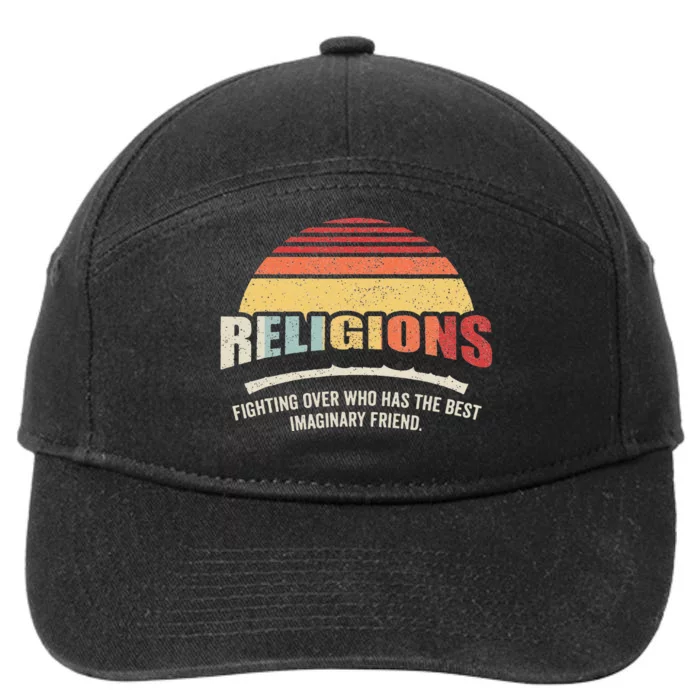 Vintage Retro Religions Sarcastic Def For Atheist Science 7-Panel Snapback Hat