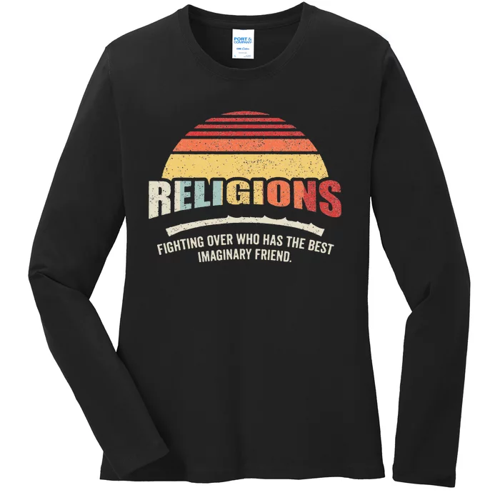 Vintage Retro Religions Sarcastic Def For Atheist Science Ladies Long Sleeve Shirt