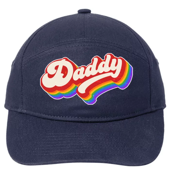 Vintage Retro Rainbow Daddy 7-Panel Snapback Hat