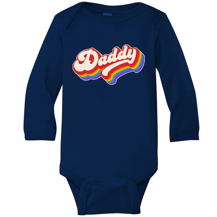 Vintage Retro Rainbow Daddy Baby Long Sleeve Bodysuit