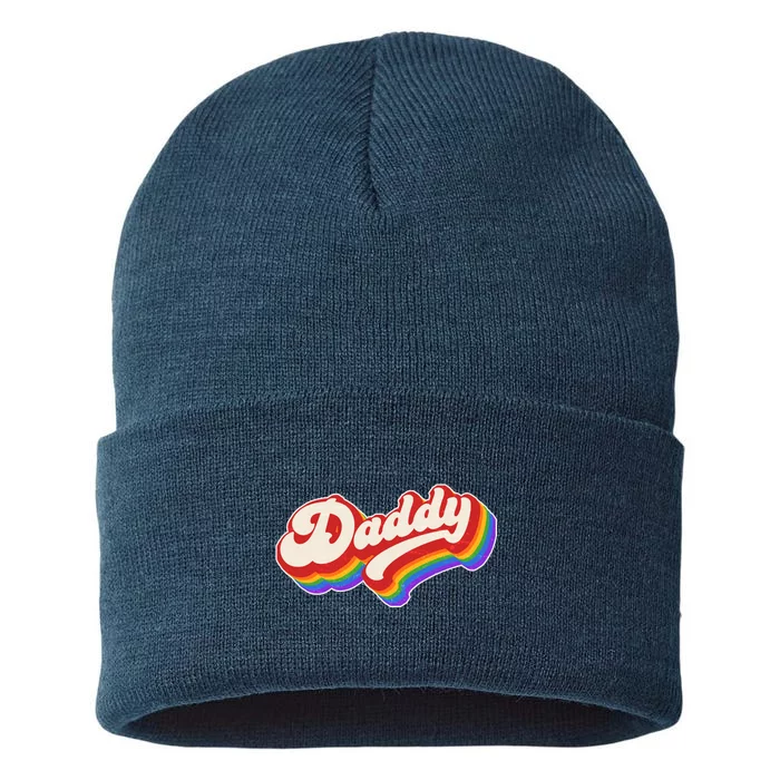 Vintage Retro Rainbow Daddy Sustainable Knit Beanie