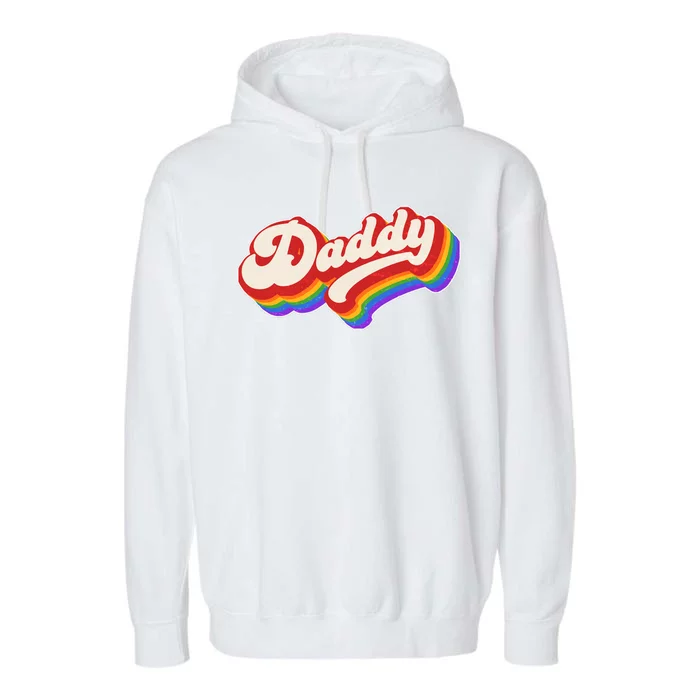 Vintage Retro Rainbow Daddy Garment-Dyed Fleece Hoodie