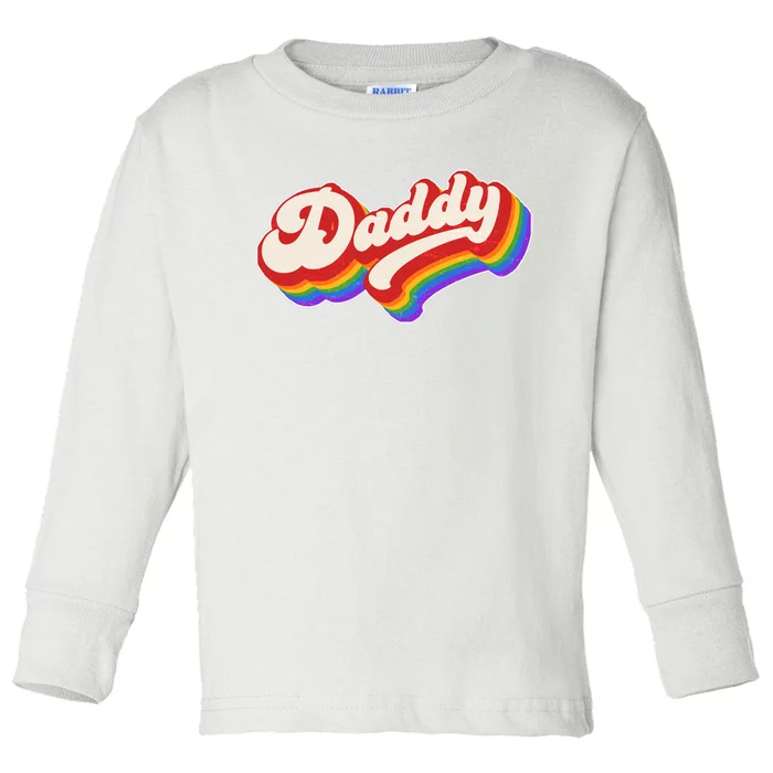 Vintage Retro Rainbow Daddy Toddler Long Sleeve Shirt