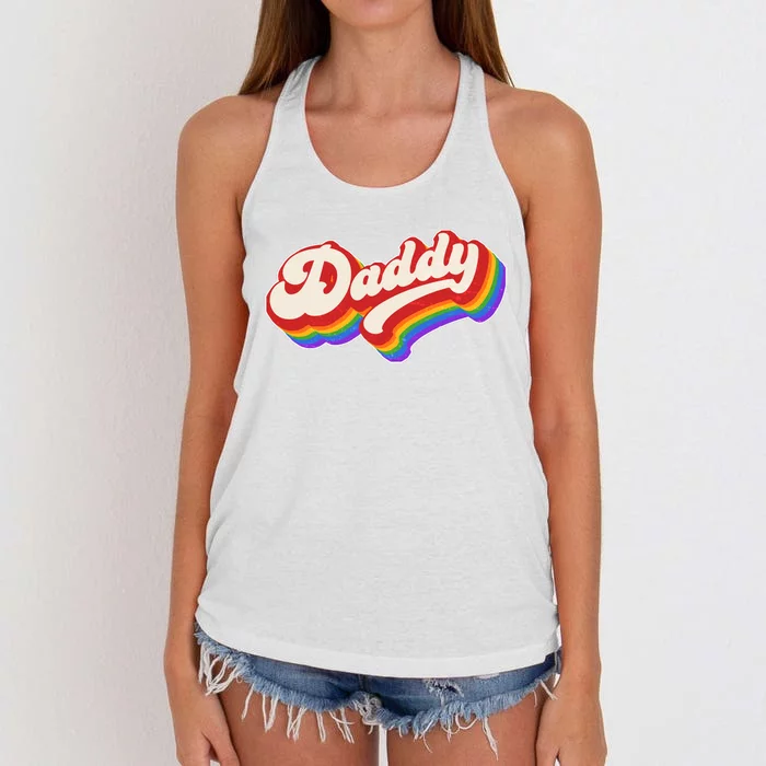 Vintage Retro Rainbow Daddy Women's Knotted Racerback Tank