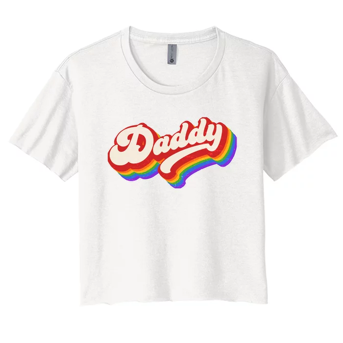 Vintage Retro Rainbow Daddy Women's Crop Top Tee