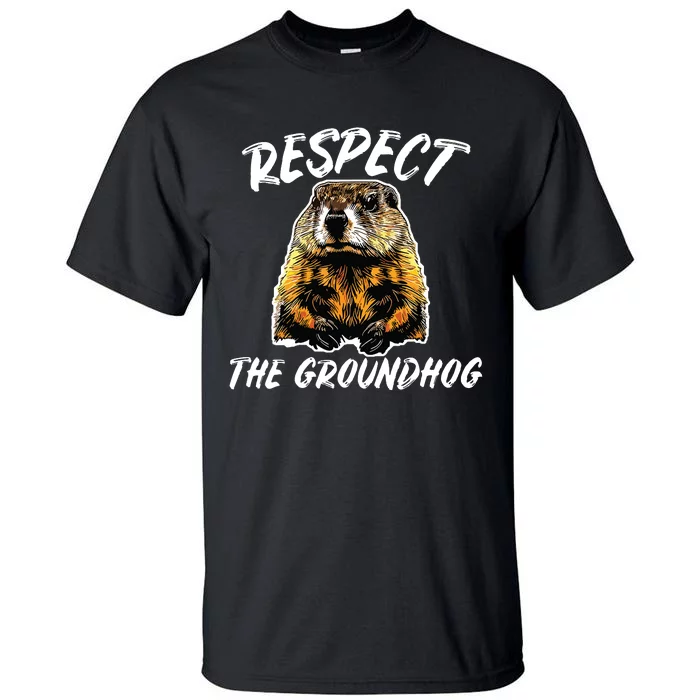 Vintage Retro Respect The Groundhog Holiday Tall T-Shirt