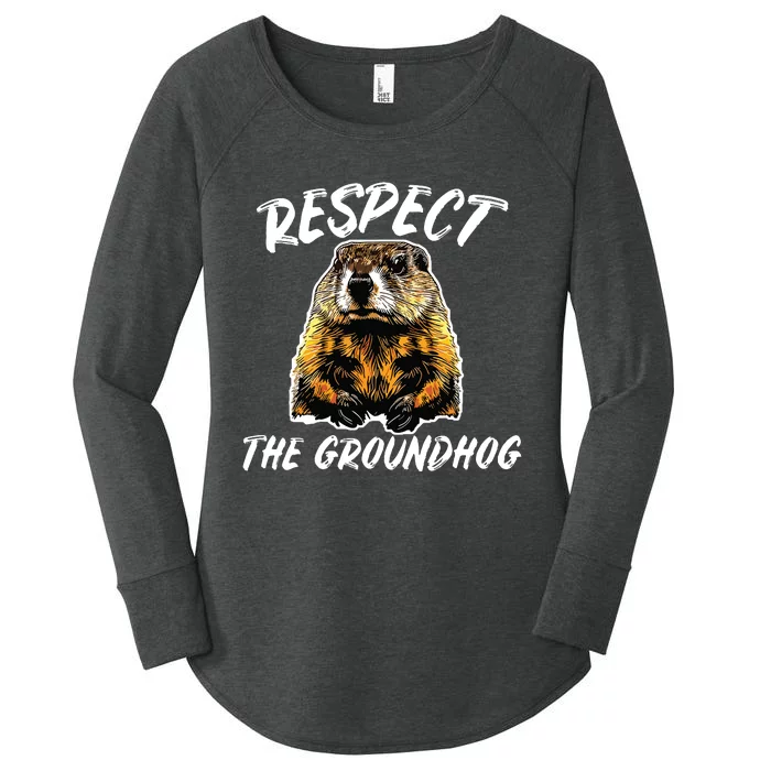 Vintage Retro Respect The Groundhog Holiday Women's Perfect Tri Tunic Long Sleeve Shirt