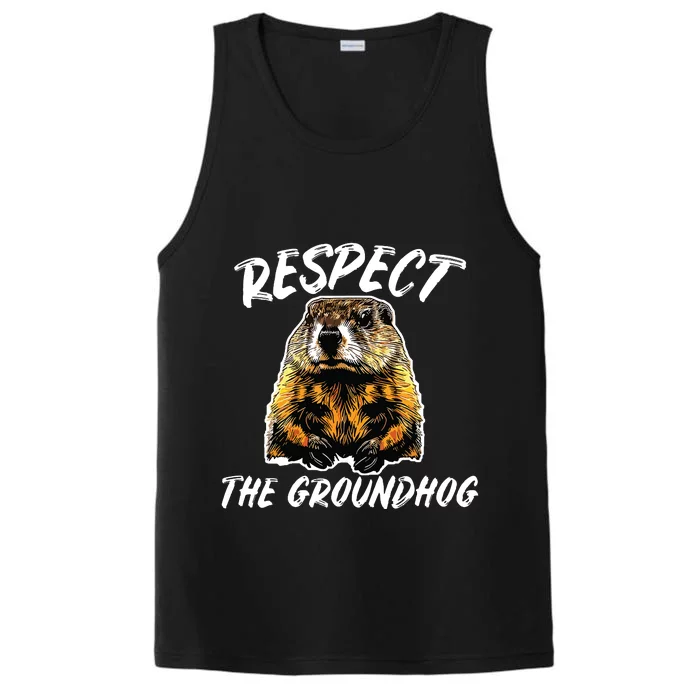 Vintage Retro Respect The Groundhog Holiday Performance Tank