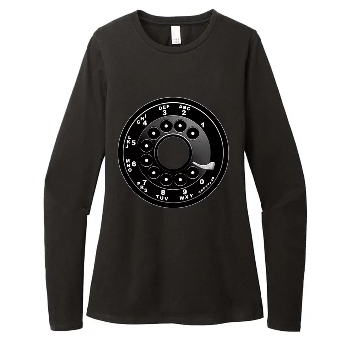 Vintage Retro Rotary Phone Dial Womens CVC Long Sleeve Shirt