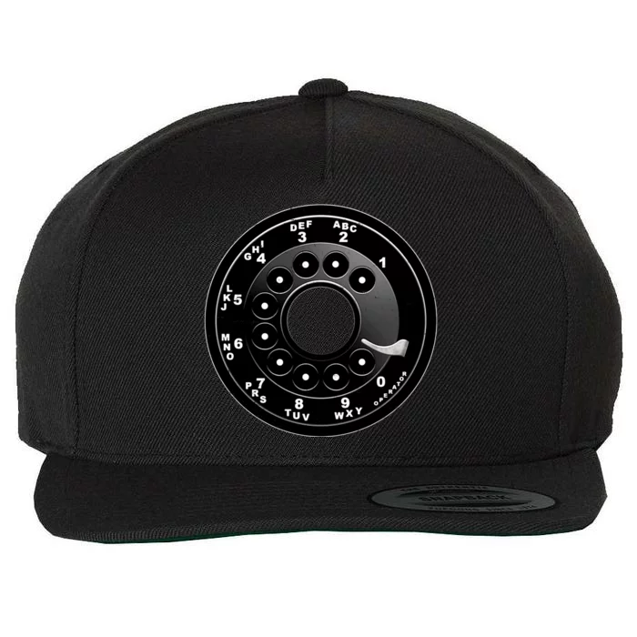 Vintage Retro Rotary Phone Dial Wool Snapback Cap