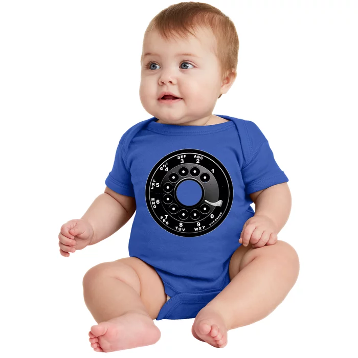 Vintage Retro Rotary Phone Dial Baby Bodysuit