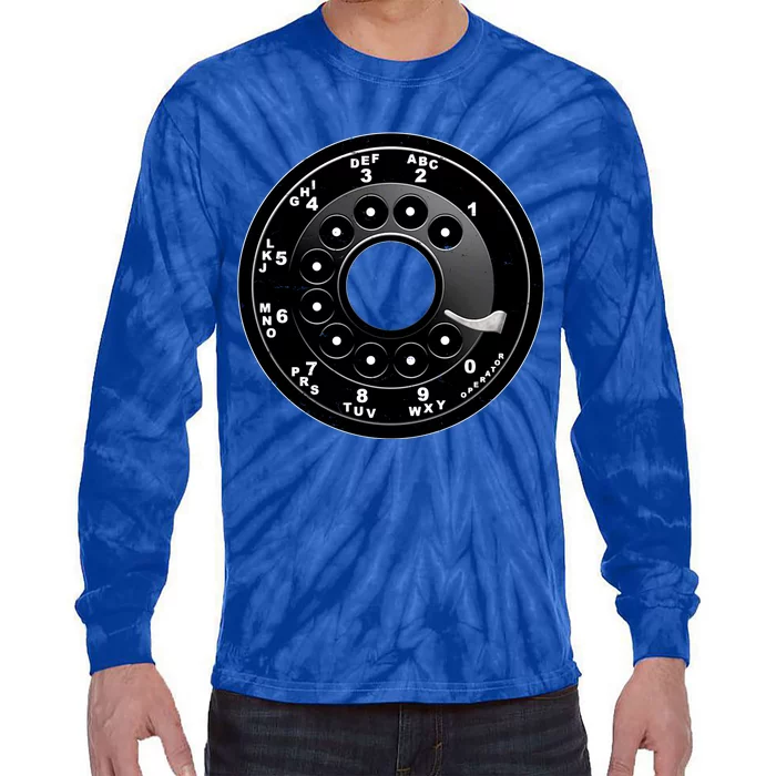 Vintage Retro Rotary Phone Dial Tie-Dye Long Sleeve Shirt