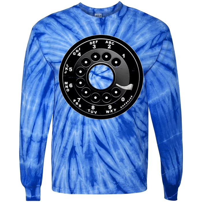 Vintage Retro Rotary Phone Dial Tie-Dye Long Sleeve Shirt